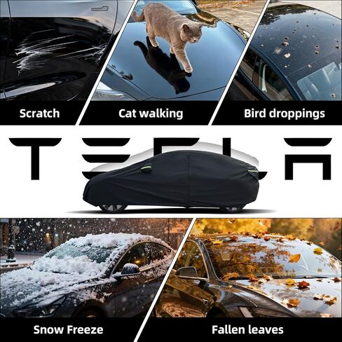 Safana Car Cover for Tesla Model Y Custom Fit Vehicle Cover [Upgrade 420D Oxford] Waterproof 7 Layers Durable Outdoor Full Car Cover Sun Rain UV Snow Protection with Charging Port Door Zipper in Saudi Arabia