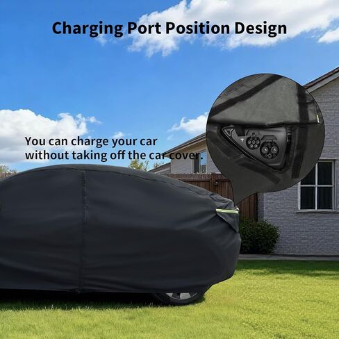 Safana Car Cover for Tesla Model Y Custom Fit Vehicle Cover [Upgrade 420D Oxford] Waterproof 7 Layers Durable Outdoor Full Car Cover Sun Rain UV Snow Protection with Charging Port Door Zipper in Saudi Arabia