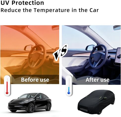 Safana Car Cover for Tesla Model Y Custom Fit Vehicle Cover [Upgrade 420D Oxford] Waterproof 7 Layers Durable Outdoor Full Car Cover Sun Rain UV Snow Protection with Charging Port Door Zipper in Saudi Arabia