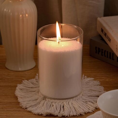 18oz Scented Candle Sand Wax, Vanilla Scented Pearled Candles with a Glass Jar, Long Lasting with 120 Hours Refillable Candle Sand with 30 Wicks for Home Decor/ Holiday Gift Crafting/ Relaxation in Kuwait