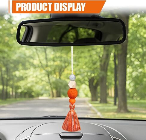 Colorful Felt Ball Car Diffuser Essential Oil Bead Pendant - Boho Tassel Hanging Decoration Car Rear View Mirror Charm - Wood Bead Aromatherapy Auto Interior Mirror Ornament for Women(Purple) in Saudi Arabia