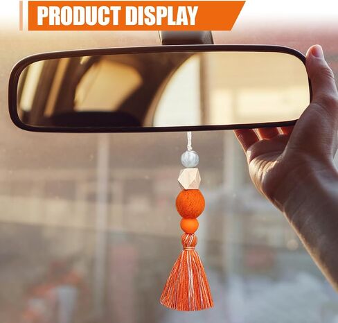 Colorful Felt Ball Car Diffuser Essential Oil Bead Pendant - Boho Tassel Hanging Decoration Car Rear View Mirror Charm - Wood Bead Aromatherapy Auto Interior Mirror Ornament for Women(Purple) in Saudi Arabia