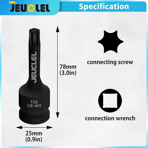 T70 Torx Star 6 Point Impact Bit Socket, T70 1/2-Inch Square Drive 3-Inch Long Torx Socket, Cr-Mo Steel Lengthen Screwdriver Socket Adapter Tool in Saudi Arabia