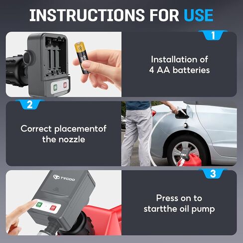 Portable Fuel Transfer Pump - Nozzle for Quick Flow Control, Battery Powered, 3.2 GPM, No Spill, 3 Tank Adapters for Gas, Diesel, Kerosene, Water (Grey) in Saudi Arabia