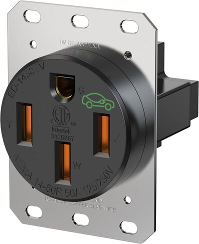 منفذ شاحن NEMA 14-50R EV، وعاء شحن EV شديد التحمل 50 أمبير، 3 أقطاب و4 أسلاك 125/250 فولت من الدرجة الصناعية ETL وعاء تدفق مدرج in Kuwait