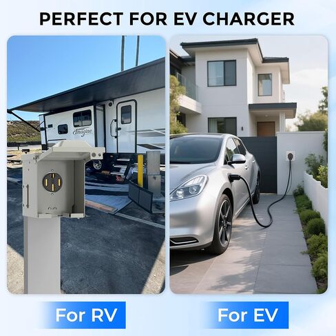 منفذ شاحن NEMA 14-50R EV، وعاء شحن EV شديد التحمل 50 أمبير، 3 أقطاب و4 أسلاك 125/250 فولت من الدرجة الصناعية ETL وعاء تدفق مدرج in Kuwait