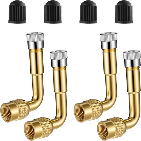 Tire Valve Extender, 4 Pcs 90 Degree Tire Valve Extension Universal Brass Valve Stem Extenders Adaptor Compatible for Passenger Cars, Bicycles, Motorcycles, RV, Trailers in Saudi Arabia