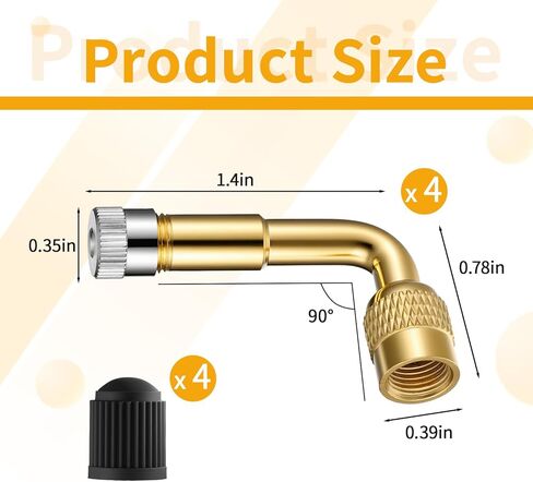 Tire Valve Extender, 4 Pcs 90 Degree Tire Valve Extension Universal Brass Valve Stem Extenders Adaptor Compatible for Passenger Cars, Bicycles, Motorcycles, RV, Trailers in Saudi Arabia