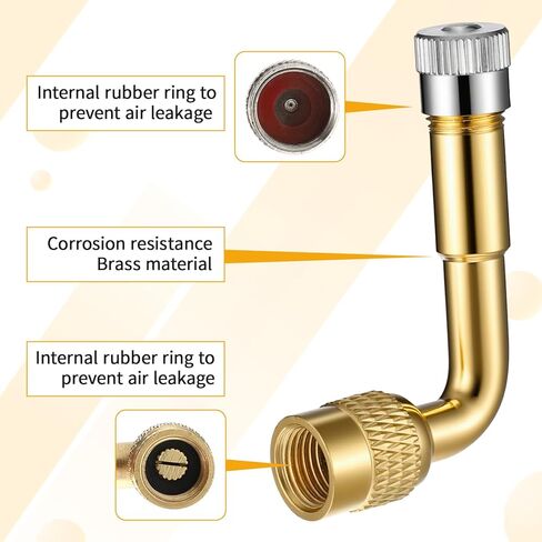 Tire Valve Extender, 4 Pcs 90 Degree Tire Valve Extension Universal Brass Valve Stem Extenders Adaptor Compatible for Passenger Cars, Bicycles, Motorcycles, RV, Trailers in Saudi Arabia