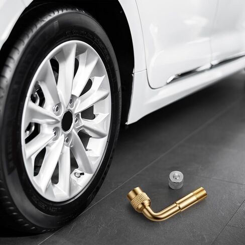 Tire Valve Extender, 4 Pcs 90 Degree Tire Valve Extension Universal Brass Valve Stem Extenders Adaptor Compatible for Passenger Cars, Bicycles, Motorcycles, RV, Trailers in Saudi Arabia