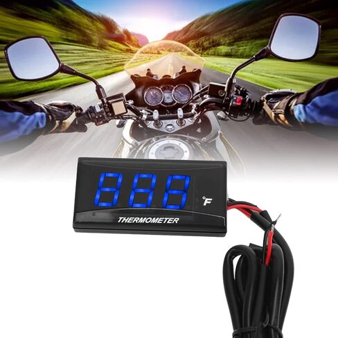 Fdit Motorcycle Water Temperature, Universal Digital LCD Display with Flashing Alert, 12V Watertight Meter with Sensor and Installation Kit, Fits Most Motorcycles (Red) in Saudi Arabia