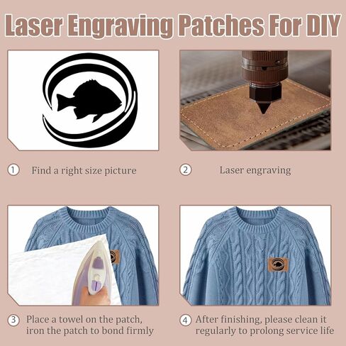 Brown Leather Adhesive Patches for Laser Engraving, 3 x 2 Inches, 50 Pieces, Compatible with Hats, Backpacks, Clothes, Bags in Saudi Arabia