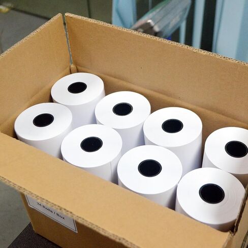 Moqra Sticky Thermal Receipt Paper Rolls (80mm) 3 1/8" x 170' 6 Rolls- Removable Label Compatible with TM-L90ii, TSP654IIsk and other linerless label printers. Works with POS Systems (6 Rolls/Box) in Saudi Arabia