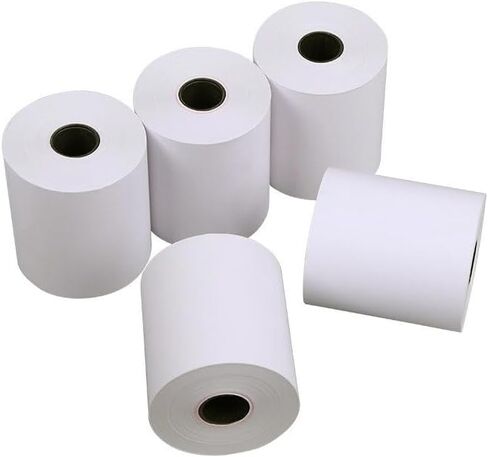 Moqra Sticky Thermal Receipt Paper Rolls (80mm) 3 1/8" x 170' 6 Rolls- Removable Label Compatible with TM-L90ii, TSP654IIsk and other linerless label printers. Works with POS Systems (6 Rolls/Box) in Saudi Arabia