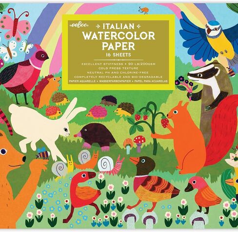 eeBoo Piece & Love: لوحة ألوان مائية Seaside Garden - 16 ورقة، 85 رطل، كتاب 9.5 × 6.5، فنون وحرف للبالغين in Kuwait