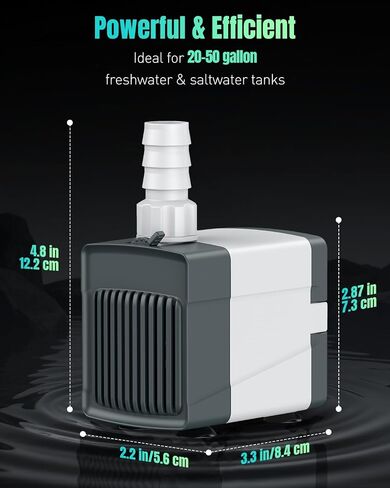 Pawfly Aquarium Submersible Water Pump 800 GPH Ultra Quiet Water Fountain Pump with 8.2 ft. Lift Height Adjustable Water Pump for Fish Tanks Ponds Gardens Waterfalls Statuary and Sumps in Kuwait