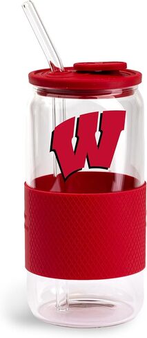 The Memory Company | Licensed NCAA 18oz Glass with Silicone Lid and Wrap in Kuwait