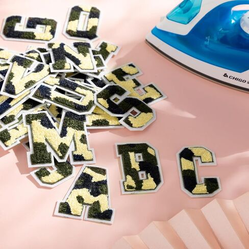 WILLBOND 52 Pcs Christmas Alphabet Patches Self Adhesive Letter Patches Embroidered Applique Alphabet Chenille Stickers DIY Personalized Name Tags for Clothes Bags(Plaid) in Saudi Arabia