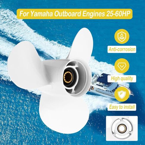 OEM Upgrade 4 Blades 10 3/8x13 Aluminum Boat Outboard Propeller fit Yamaha Engines 25-60HP 13 Spline Tooth RH in Kuwait