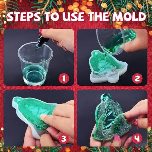 5 Pcs Christmas Resin Molds, Rifanda 3D Snowflake Silicone Molds for Resin Casting, Christmas Ornament Resin Molds for DIY Crafts, Necklace Earrings Pendants, Keychain Christmas Ornament Decorations in Kuwait