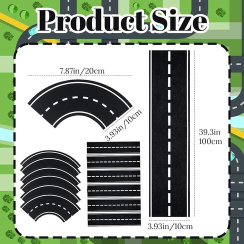 12 Pcs Christmas Race Party Decorations Track Felt Roadway Tape Set - 39"x4" Straight & 8"x4" Curve for Cars, Road for Wall Floor Car Themed Birthday Party Decor in Saudi Arabia