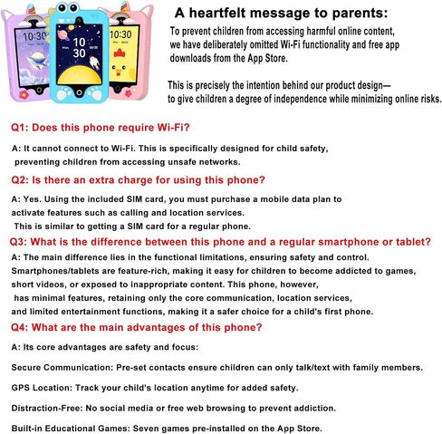 ele ELEOPTION 4G Smart Phone for Kids Toys with SIM Card, Touchscreen Toy Phone Interactive GPS Cell Phone for 3 4 5 6 7 8 9 10 Year Old Girls Boys Christmas Birthday Calling Smartphone Gifts Pink in Kuwait
