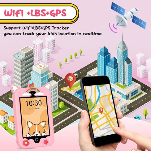 ele ELEOPTION 4G Smart Phone for Kids Toys with SIM Card, Touchscreen Toy Phone Interactive GPS Cell Phone for 3 4 5 6 7 8 9 10 Year Old Girls Boys Christmas Birthday Calling Smartphone Gifts Pink in Kuwait