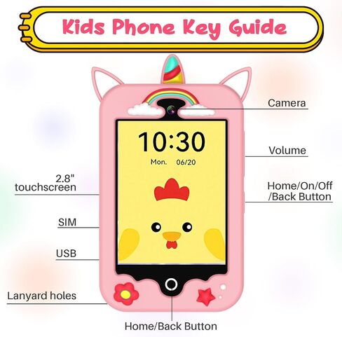 ele ELEOPTION 4G Smart Phone for Kids Toys with SIM Card, Touchscreen Toy Phone Interactive GPS Cell Phone for 3 4 5 6 7 8 9 10 Year Old Girls Boys Christmas Birthday Calling Smartphone Gifts Pink in Kuwait