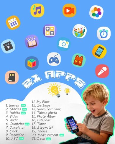Kids Smart Phone: 3.5'' Touchscreen Phone for Kids 3 4 5 6 7 8 Years Old ABC Learning Educational Toy for Toddler Kids Travel Toy Preschool Learning Toy for Kids with 16GB SD Card Nice Gift in Saudi Arabia