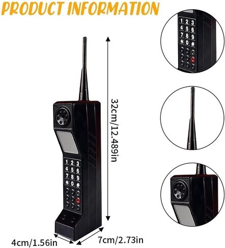 Retro Brick Cell Phone Ornament, 80s 90s Phone Prop, Vintage Cellular Phone Model, Old Fashioned Cell Phone Template for Family Decoration Simulation Photographic Ornaments (Black) in Saudi Arabia