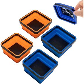 4 Pcs Collapsible Magnetic Parts Tray Set,2 Different Color Foldable Silicone Magnetic Tool Trays Holder for Organizing Screw Bolts Nuts Washers Pins and Other Small Metal Parts（4.5 inch） in Saudi Arabia