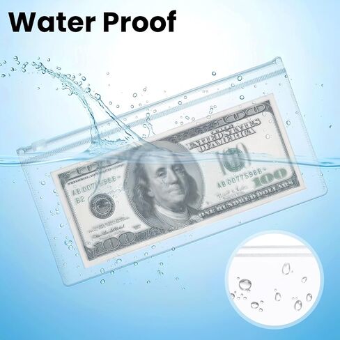 6 PCS Clear Plastic Cash Envelope, 4.7 x 9.3 Inch Zipper Plastic Envelopes Receipt Coupon Stickers Stamps Zipper Envelope Case Index Card Holder Organizer Reusable Clear Pencil Bags, A6 Size in Saudi Arabia