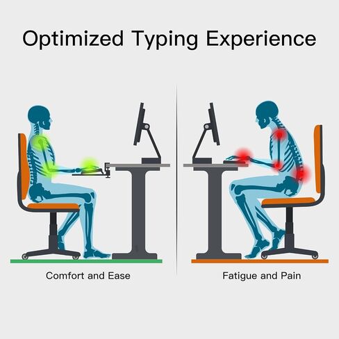 Large Keyboard Tray Under Desk Pull Out with Adjustable C-Clamp, Ergonomic Slide-Out Computer Keyboard and Mouse Platform Drawer for Office and Home Typing (Black) in Saudi Arabia