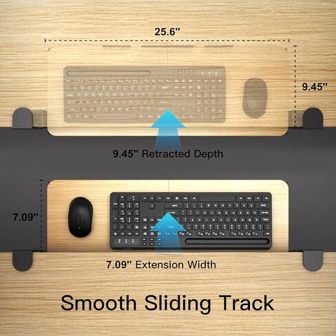 Large Keyboard Tray Under Desk Pull Out with Adjustable C-Clamp, Ergonomic Slide-Out Computer Keyboard and Mouse Platform Drawer for Office and Home Typing (Black) in Saudi Arabia