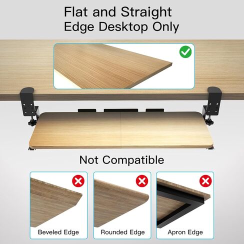 Large Keyboard Tray Under Desk Pull Out with Adjustable C-Clamp, Ergonomic Slide-Out Computer Keyboard and Mouse Platform Drawer for Office and Home Typing (Black) in Saudi Arabia