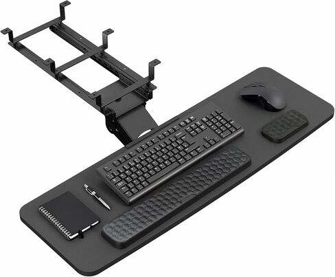 VIVO Premium Adjustable 34 x 11 inch Computer Keyboard and Mouse Platform Tray, Ergonomic Under Table Desk Mount Drawer with Padding, Black, MOUNT-KB34P-B in Saudi Arabia