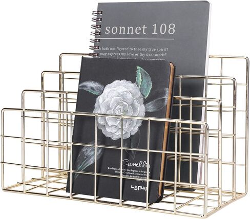 Simmer Stone Desk Mail Sorter, Metal File Organizer for Letter, Bills, File, Brochures and Cards, Office Countertop Envelope Document Holder, 3 Slots (Gold, 1pack-Big Size) in Saudi Arabia