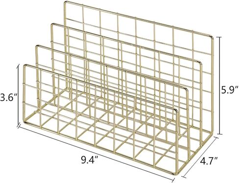 Simmer Stone Desk Mail Sorter, Metal File Organizer for Letter, Bills, File, Brochures and Cards, Office Countertop Envelope Document Holder, 3 Slots (Gold, 1pack-Big Size) in Saudi Arabia