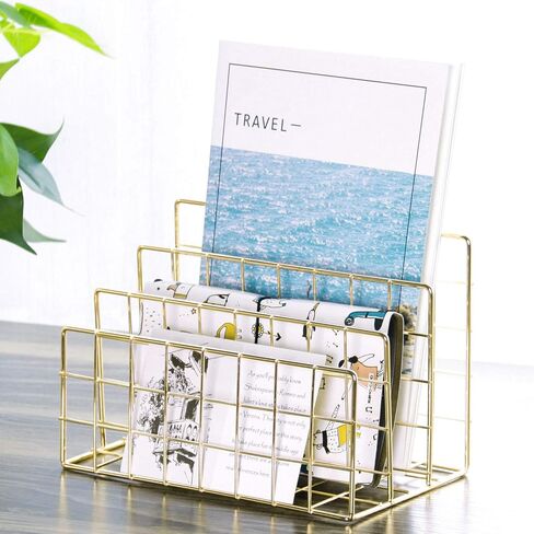 Simmer Stone Desk Mail Sorter, Metal File Organizer for Letter, Bills, File, Brochures and Cards, Office Countertop Envelope Document Holder, 3 Slots (Gold, 1pack-Big Size) in Saudi Arabia