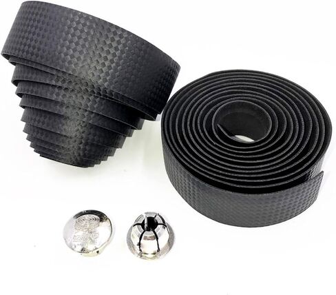 2 PCS Bike Handlebar Tapes, Non-Slip Carbon Fiber Pattern Handle Grip Tape, Shock-Absorbing Road Bicycle Bar Tape, Universal Long-Ride Accessories (Black) in Saudi Arabia