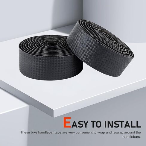 2 PCS Bike Handlebar Tapes, Non-Slip Carbon Fiber Pattern Handle Grip Tape, Shock-Absorbing Road Bicycle Bar Tape, Universal Long-Ride Accessories (Black) in Saudi Arabia