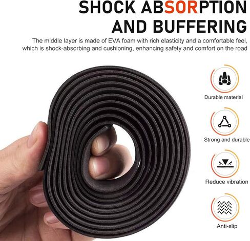 2 PCS Bike Handlebar Tapes, Non-Slip Carbon Fiber Pattern Handle Grip Tape, Shock-Absorbing Road Bicycle Bar Tape, Universal Long-Ride Accessories (Black) in Saudi Arabia