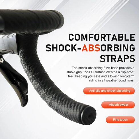 2 PCS Bike Handlebar Tapes, Non-Slip Carbon Fiber Pattern Handle Grip Tape, Shock-Absorbing Road Bicycle Bar Tape, Universal Long-Ride Accessories (Black) in Saudi Arabia