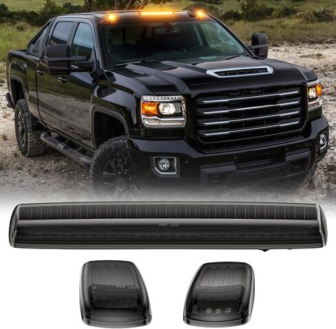White LED Cab Roof Light Compatible with 2015-2019 Silverado Sierra 2500HD 3500HD Pickup Truck Cab Clearance lights 3PCS Smoke Lens in Saudi Arabia