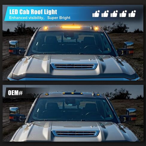 White LED Cab Roof Light Compatible with 2015-2019 Silverado Sierra 2500HD 3500HD Pickup Truck Cab Clearance lights 3PCS Smoke Lens in Saudi Arabia