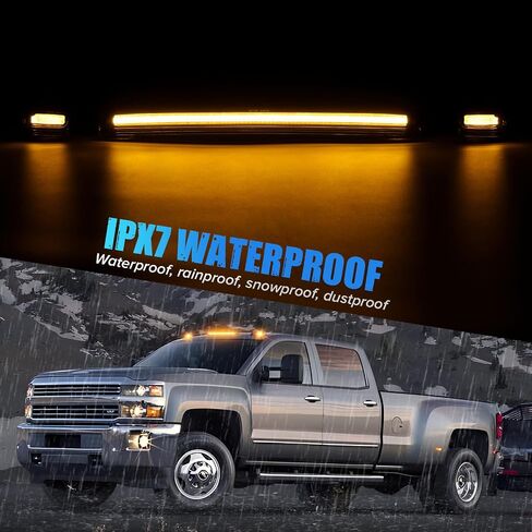 White LED Cab Roof Light Compatible with 2015-2019 Silverado Sierra 2500HD 3500HD Pickup Truck Cab Clearance lights 3PCS Smoke Lens in Saudi Arabia