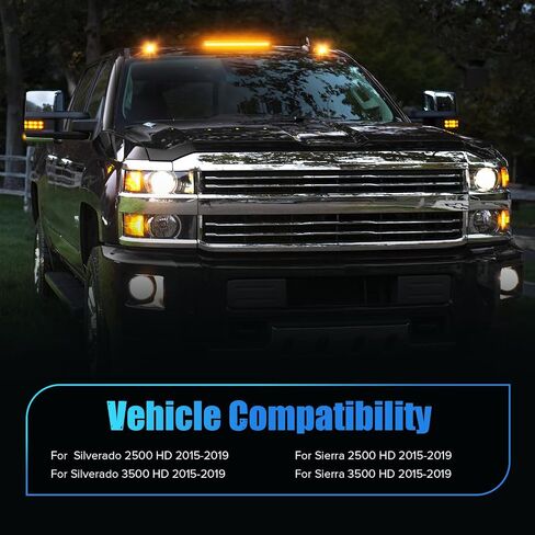 White LED Cab Roof Light Compatible with 2015-2019 Silverado Sierra 2500HD 3500HD Pickup Truck Cab Clearance lights 3PCS Smoke Lens in Saudi Arabia