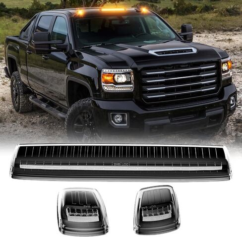 White LED Cab Roof Light Compatible with 2015-2019 Silverado Sierra 2500HD 3500HD Pickup Truck Cab Clearance lights 3PCS Smoke Lens in Saudi Arabia