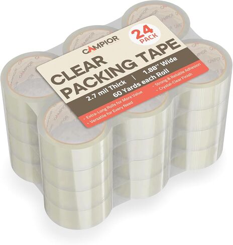 Clear Packing Tape Heavy Duty 6 Rolls, 1.7mil Thickness, Strong Adhesive for Shipping, Moving & Packaging, 1.88" Wide x 60 Yards Per Roll, Smooth Unroll, Clear Finish, Fits Standard Dispensers in Saudi Arabia