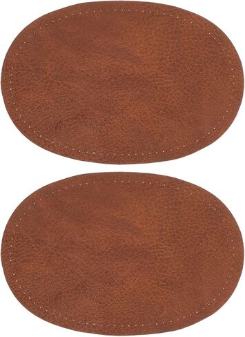 2PCS Elbow Patches for Clothes, 5.43×3.54 Inches Sew-On Fabric Oval PU Leather Elbow Patch, Clothes Fabric Repair Sewing Patches for Sweaters, Jackets, Trousers and Hats(Coffee) in Saudi Arabia